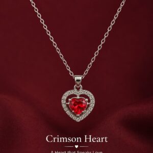 Crimson Heart Pendant Necklace | Red Heart Crystal Necklace for Women
