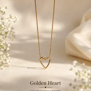 Golden Heart Pendant Necklace | Minimalist Gold Heart Necklace for Women