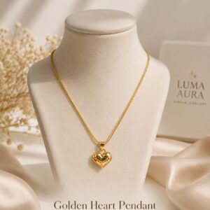 Golden Heart Pendant Necklace | Elegant Gold-Tone Heart Pendant for Women